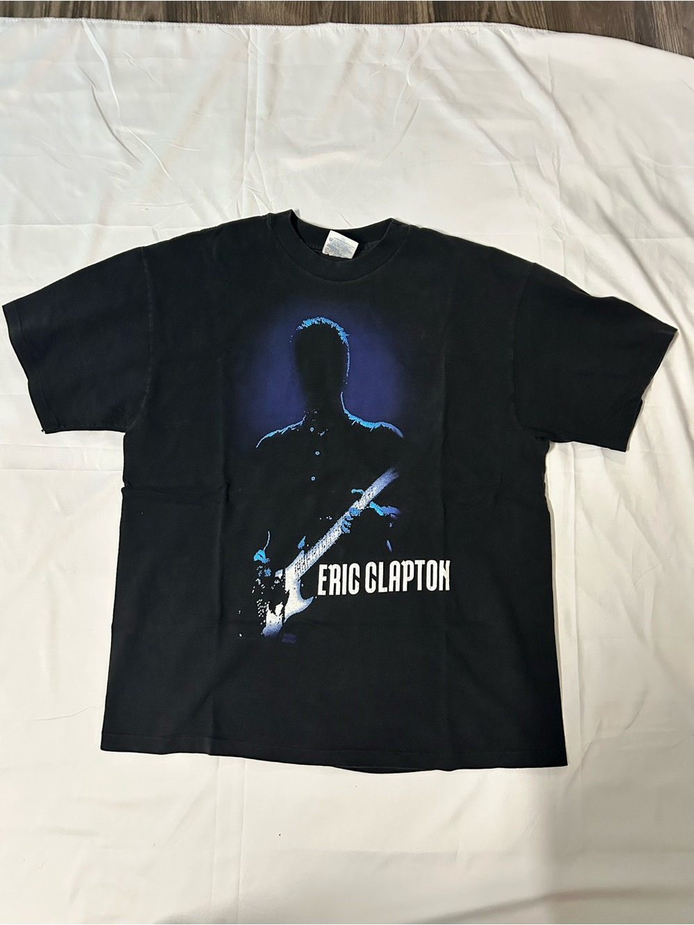 Hanes Black Eric Clapton Graphic Tee with Blue Accent